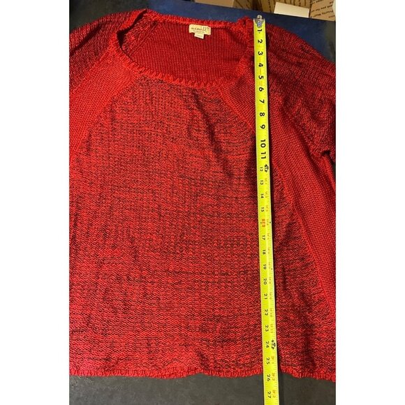 Meworld Red 3/4 Sleeve Scoop Neck Knit Top Sweater Sz 2X - Picture 6 of 7